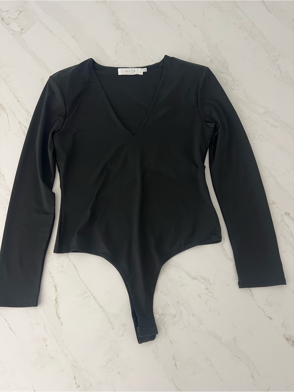 Astr Black V-Neck Long Sleeve Bodysuit